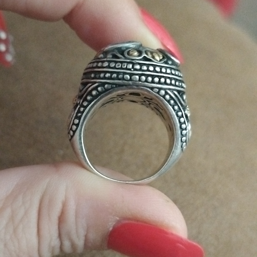 🔥Vintage Samuel Benham Sterling Silver 18 K gold W/Real Gemstones Cocktail Ring - Picture 7 of 11
